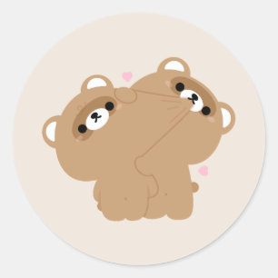 Schattige beverpaar ronde sticker