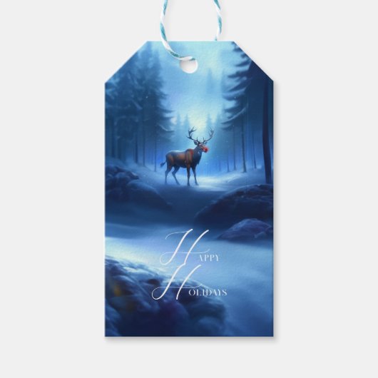 Schattige bewerkbare Winter Wonderland Feestdagen Cadeaulabel (Voorkant)