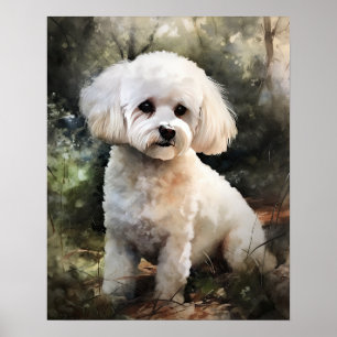 Schattige Bichon Frise Dog Art Print Poster