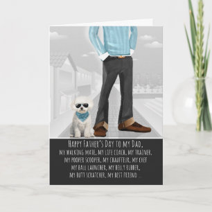 Schattige Bichon Frise-hond en papa Vaderdag Feestdagen Kaart