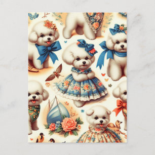 Schattige Bichon Frisé Schilderij Briefkaart