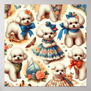Schattige Bichon Frisé Schilderij Poster