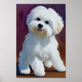 Schattige Bichon Havanese Puppy Waterverf Poster (Voorkant)