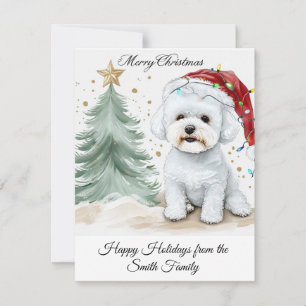 Schattige Bichon Persoonlijke Kerstmis Feestdagenkaart