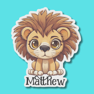 Schattige Big Eyed Lion Monogram Waterdicht Sticker
