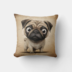 Schattige Big-Eyed Pug Illustration Kussen