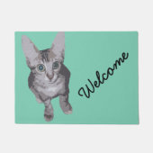 Schattige Big Eyes Kat Welkom Deurmat (Voorkant)
