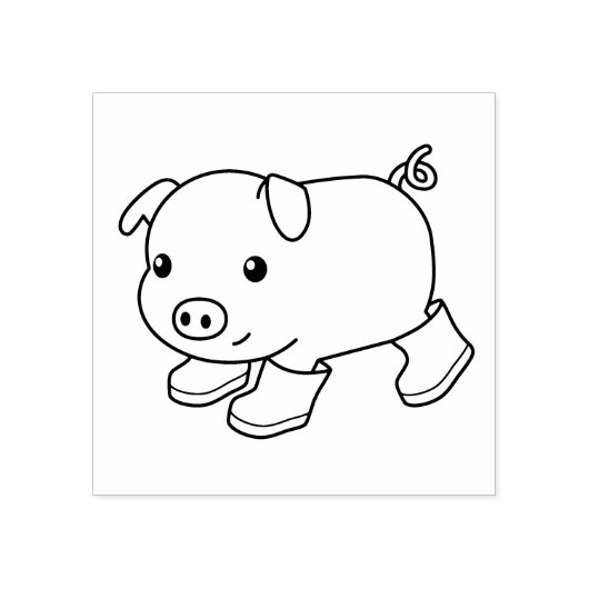 Schattige biggenvarken in rubberlaarzen rubberstempel (Afrduk)