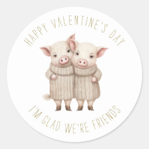 Schattige Biggetjes Valentijnsdag Ronde Sticker