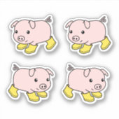 Schattige biggetvarken in gele rubberen laarzen, S Sticker (Voorkant)