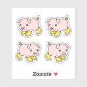 Schattige biggetvarken in gele rubberen laarzen, S Sticker (Vel)