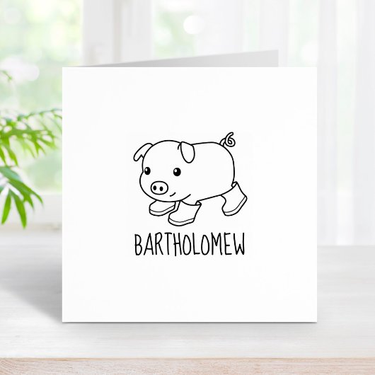 Schattige biggetvarken in rubberlaarzen aangepaste 	rubberstempel