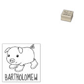Schattige biggetvarken in rubberlaarzen aangepaste 	rubberstempel (Gestempeld)