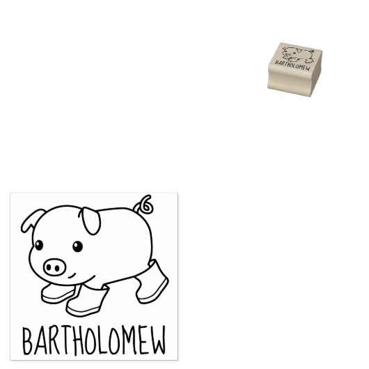 Schattige biggetvarken in rubberlaarzen aangepaste 	rubberstempel (Gestempeld)