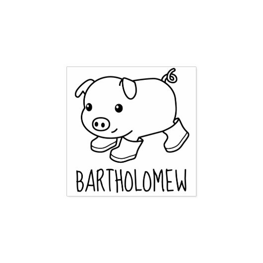 Schattige biggetvarken in rubberlaarzen aangepaste 	rubberstempel (Afrduk)