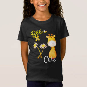 Schattige bij giraffe Meisjes zwart T-shirt