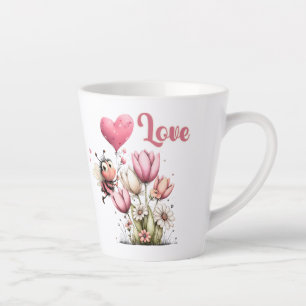 Schattige Bij Liefde Hart & Bloemen Latte Mok