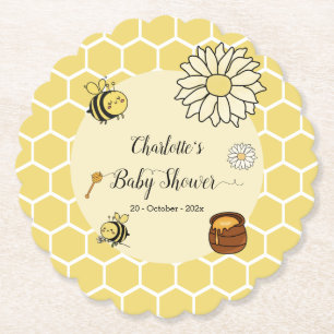 Schattige Bij met Zoete Honing Baby Shower Kartonnen Onderzetters