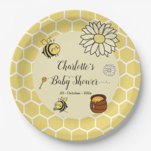Schattige Bij met Zoete Honing Baby Shower Papieren Bordje