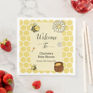 Schattige Bij met Zoete Honing Baby Shower Servet