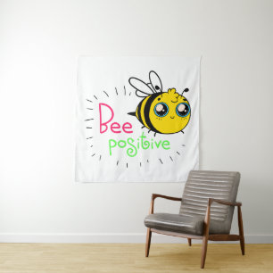Schattige bijen zijn positief Motivatie Wandkleed