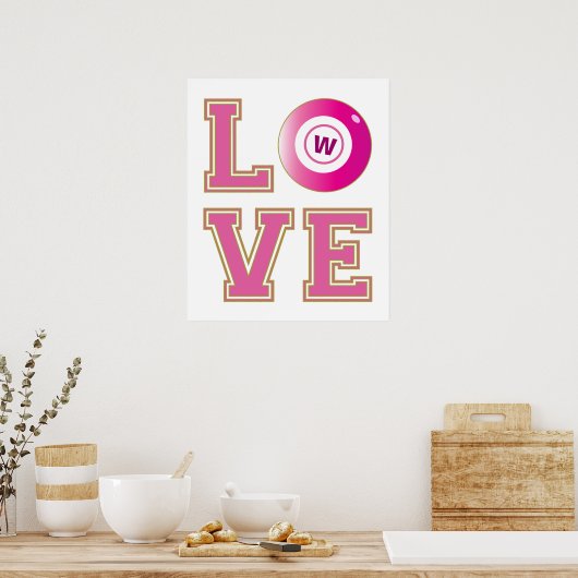 Schattige Bingo Lover Voeg je Initiaal toe Poster (Keuken)