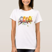 Schattige Bird on Tree Branch Baby shower T-shirt (Voorkant)