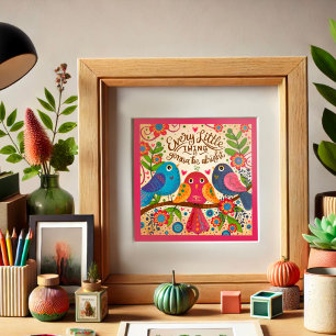 Schattige Birds Fun-abonnee Collab-inspiratie Poster