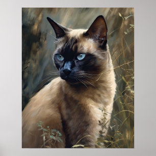 Schattige Birmees kattenkunst print Poster
