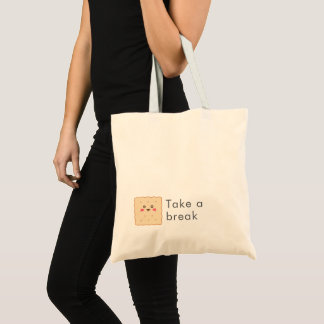Schattige Biscuit Neem Een Pauze Aangepaste Tekst Tote Bag