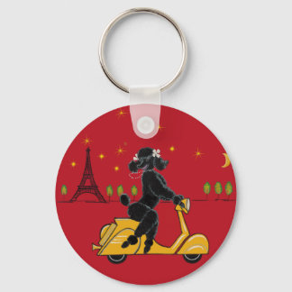 Schattige Black Poodle in Parijs Sleutelhanger