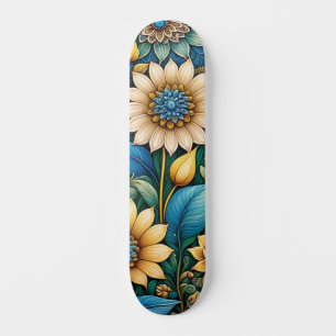 Schattige Blauw Abstract Zonnebloem Design Wide St Skateboard