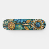Schattige Blauw Abstract Zonnebloem Design Wide St Skateboard (Horizontaal)