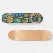 Schattige Blauw Abstract Zonnebloem Design Wide St Skateboard (Horizontaal)