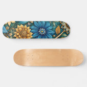 Schattige Blauw Abstract Zonnebloem Design Wide St Skateboard (Horizontaal)