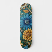 Schattige Blauw Abstract Zonnebloem Design Wide St Skateboard (Voorkant)