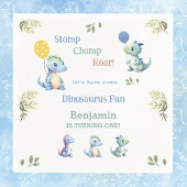 Schattige Blauw Baby Boy Dinosaurus 1e Verjaardags Servet