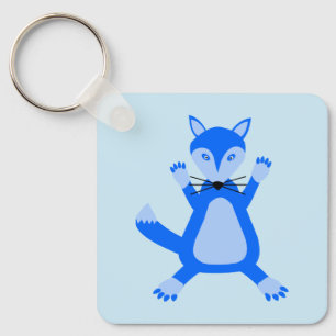 Schattige Blauw Baby Boy Fox Baby shower Aangepast Sleutelhanger