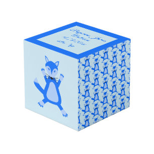 Schattige Blauw Baby Boy Fox Custom Foto uploaden Kubus