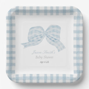 Schattige blauw boog lint baby shower papieren bordje