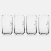 Schattige Blauw Botanisch Groen Monogram Blikvorm Glas (Rechts)