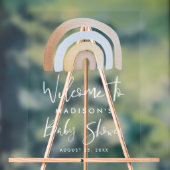 Schattige Blauw en Bruin Regenboog Baby shower Wel Acryl Bord (Neutraal)