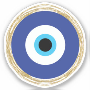 Schattige Blauw en Goud Evil Eye Sticker