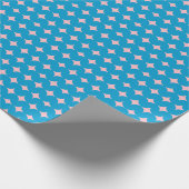 Schattige Blauw en Roze Mid Century Modern Geometr Cadeaupapier (Hoek)