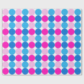 Schattige Blauw en Roze Polka Dot Pattern Cadeaupapier (Vlak)