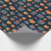 Schattige Blauw & Geel Geschenkdozen Navy Pattern Cadeaupapier (Hoek)