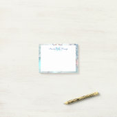 Schattige blauw gepersonaliseerd monogram naam post-it® notes (Op bureau)