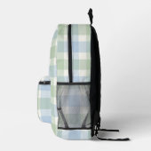 Schattige Blauw Groen Check Plaid Monogram Initial Bedrukte Rugzak (Rechts)