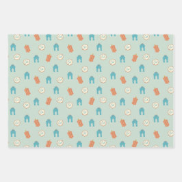 Schattige blauw/groen Ramadan Eid Inpakpapier Vel