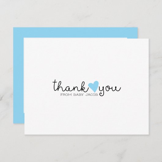 Schattige blauw hart jongen Baby shower dank u Bedankkaart (Voorkant / Achterkant)